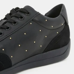 Femme Geox Baskets^Baskets en Cuir & Velours de Cuir Myria noires