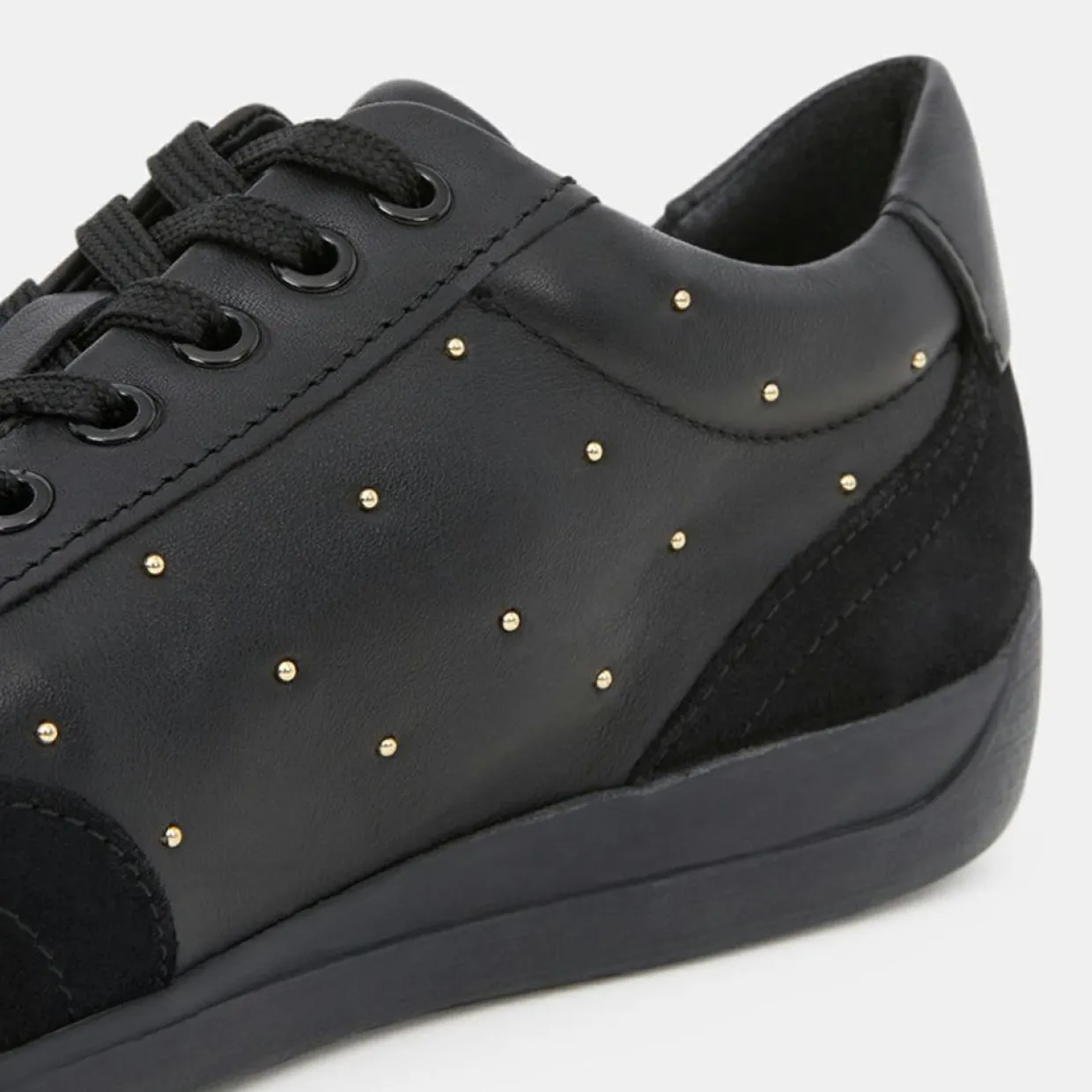 Femme Geox Baskets^Baskets en Cuir & Velours de Cuir Myria noires