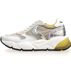 Femme Voile Blanche Baskets^Baskets en Cuir & Velours de Cuir Sheel argenté/gris - Talon 4 cm
