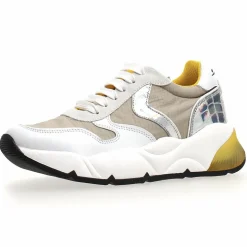 Femme Voile Blanche Baskets^Baskets en Cuir & Velours de Cuir Sheel argenté/gris - Talon 4 cm