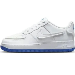 Femme Nike Baskets^Baskets en Cuir Air Force 1 Gs blanc/bleu