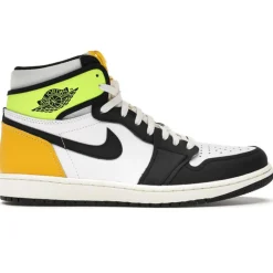 Homme Nike Baskets^Baskets en Cuir Air Jordan 1 High Og Vault blanc/noir/vert fluo/jaune
