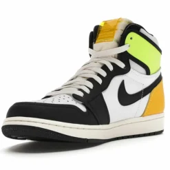 Homme Nike Baskets^Baskets en Cuir Air Jordan 1 High Og Vault blanc/noir/vert fluo/jaune