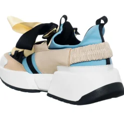 Femme Loretta Pettinari Baskets^Baskets en Cuir Berlin beige/bleu/noir- Talon 5 cm