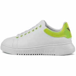 Homme EA7 Baskets^Baskets en Cuir blanc/vert fluo