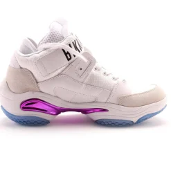 Homme Bikkembergs Baskets^Baskets en Cuir bleu/blanc/violet