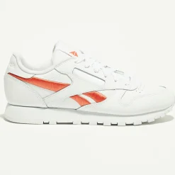 Baskets en Cuir Cl Lthr Bicolore blanc/orange-Reebok Discount