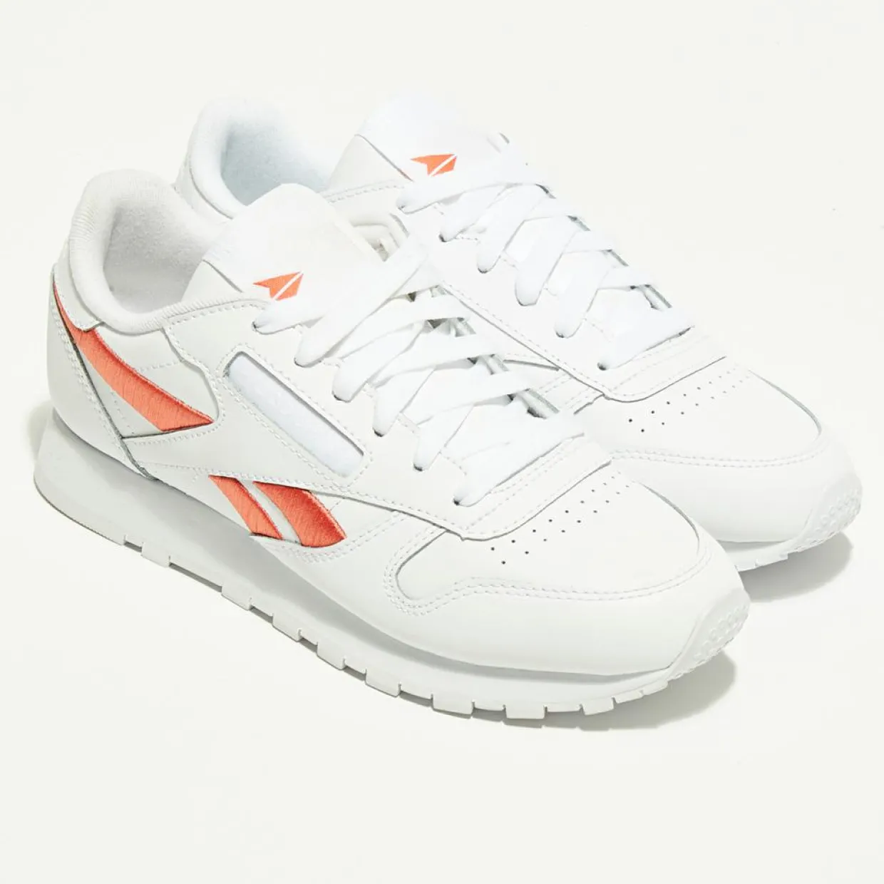 Baskets en Cuir Cl Lthr Bicolore blanc/orange-Reebok Discount