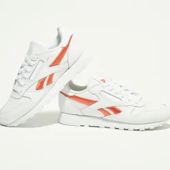 Baskets en Cuir Cl Lthr Bicolore blanc/orange-Reebok Discount