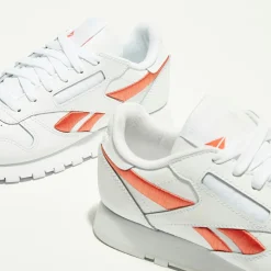 Baskets en Cuir Cl Lthr Bicolore blanc/orange-Reebok Discount