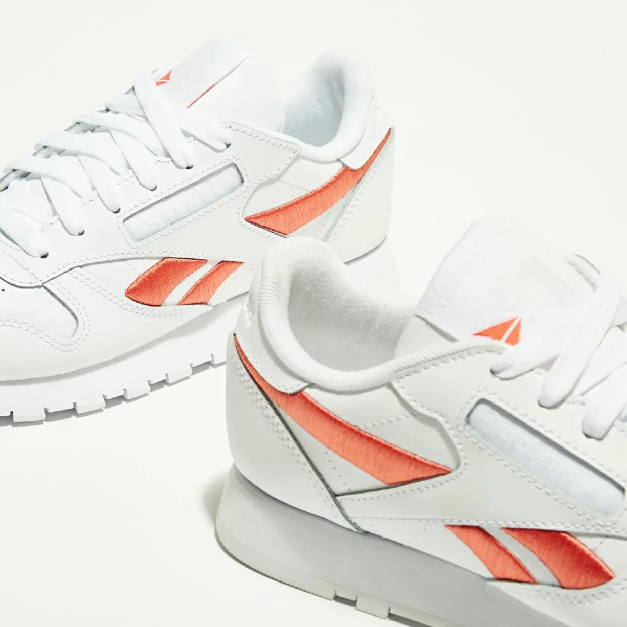 Baskets en Cuir Cl Lthr Bicolore blanc/orange-Reebok Discount