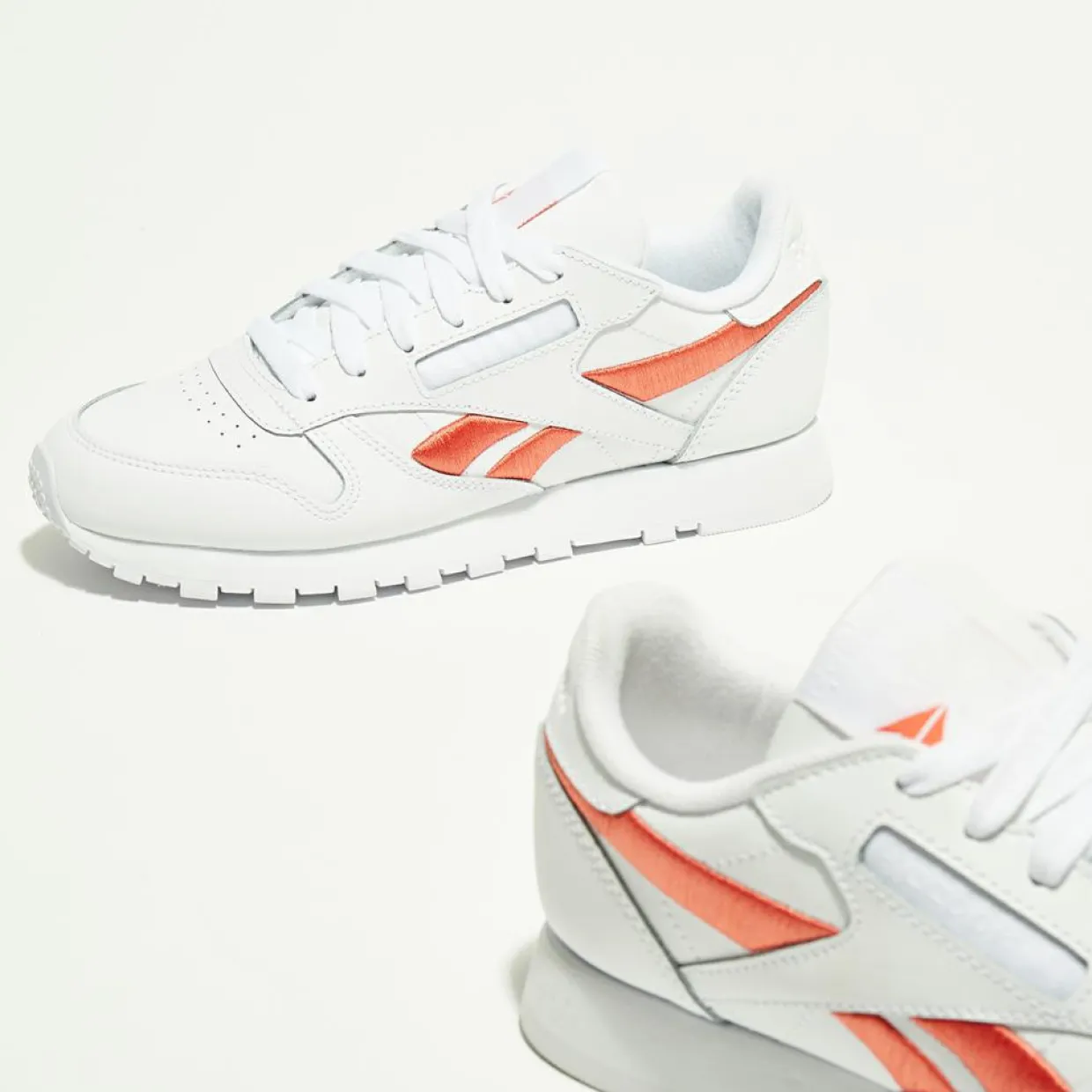 Baskets en Cuir Cl Lthr Bicolore blanc/orange-Reebok Discount