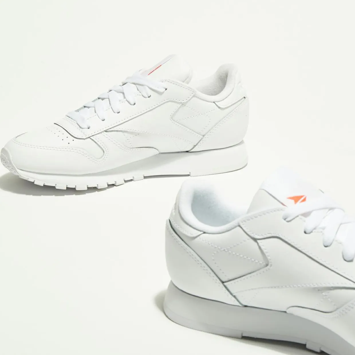 Baskets en Cuir Cl Lthr Bicolore blanc/orange-Reebok Discount