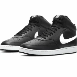 Homme Nike Baskets^Baskets en Cuir Court Vision Mid noir/blanc