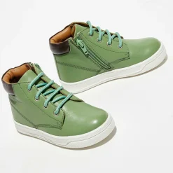 Enfant Apologie Garçon^Baskets en Cuir Gabin vert forêt