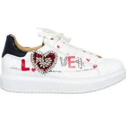 Femme Loretta Pettinari Baskets^Baskets en Cuir Game blanc/noir/rouge