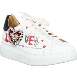 Femme Loretta Pettinari Baskets^Baskets en Cuir Game blanc/noir/rouge
