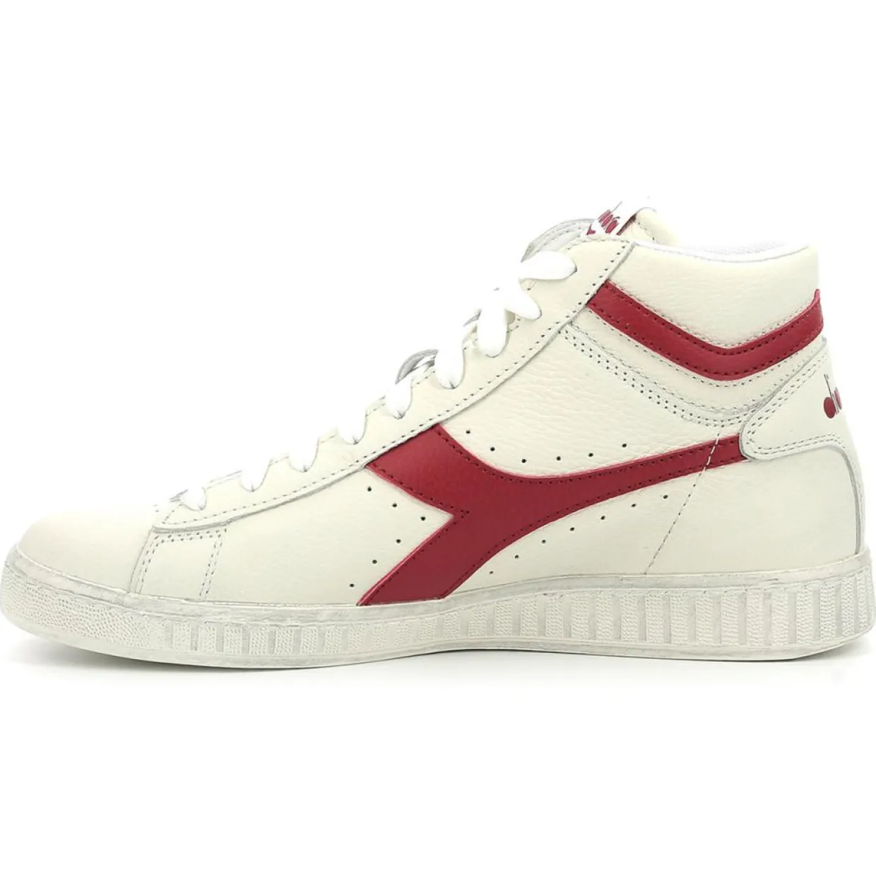 Baskets en Cuir Game L Hi Waxed blanc/rouge-Diadora Clearance