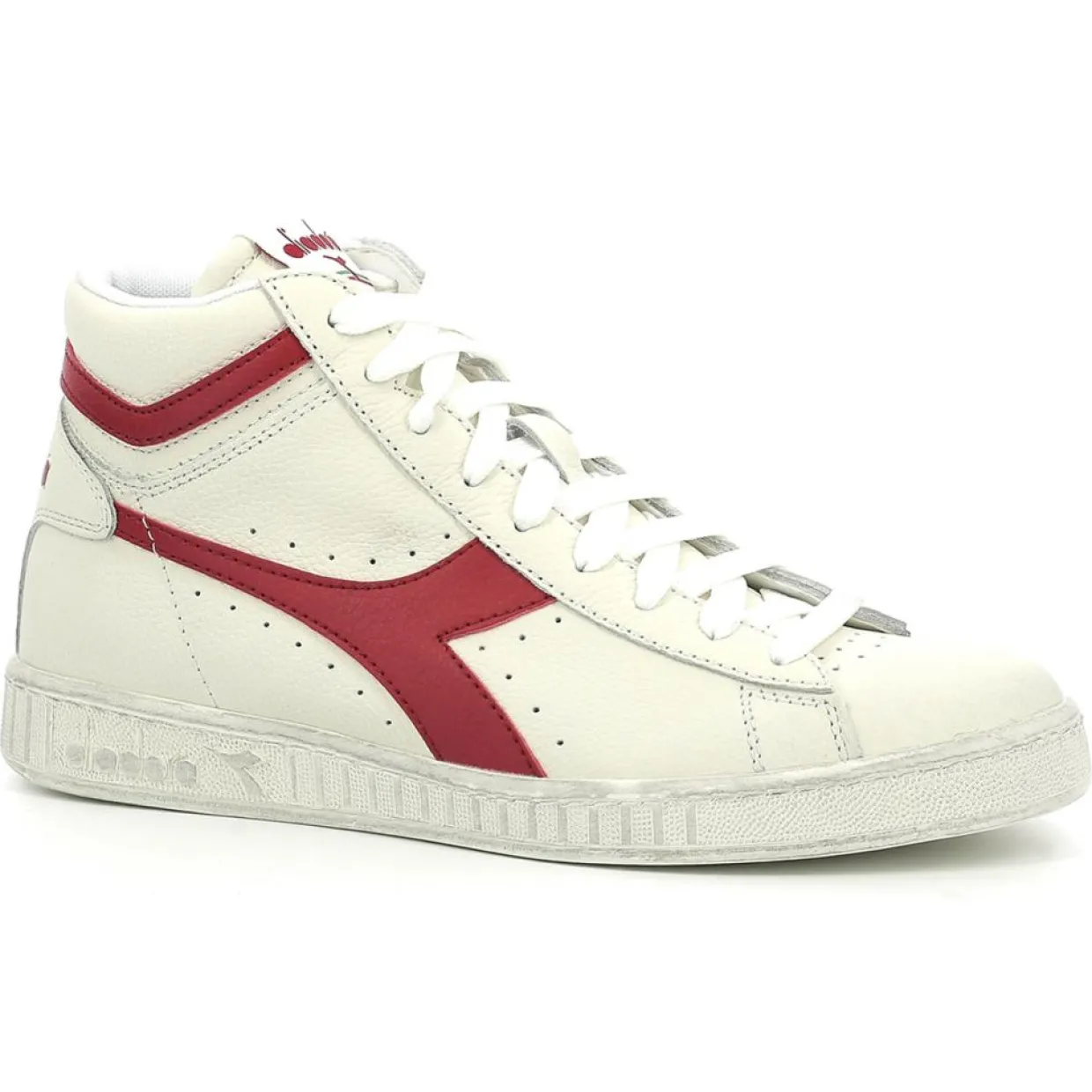 Baskets en Cuir Game L Hi Waxed blanc/rouge-Diadora Clearance