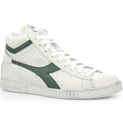 Baskets en Cuir Game L Hi Waxed blanc/vert-Diadora Discount