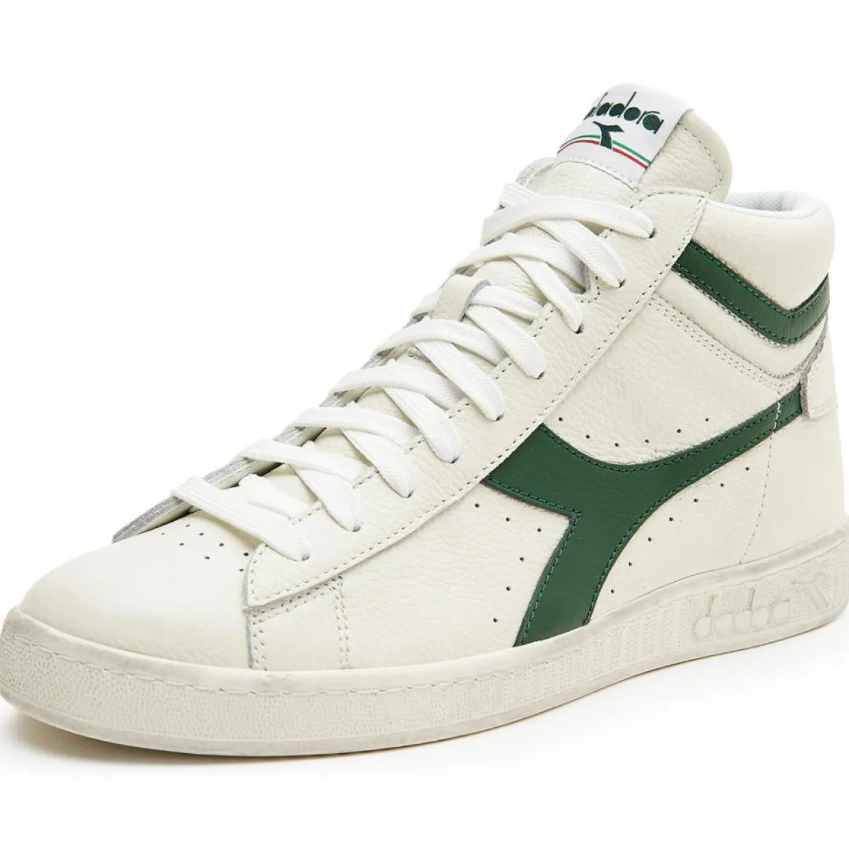 Baskets en Cuir Game L Hi Waxed blanc/vert-Diadora Discount