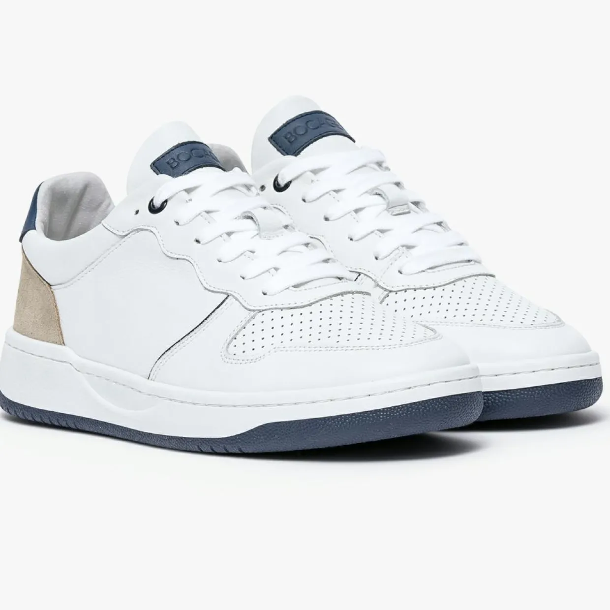 Homme Bocage Baskets^Baskets en Cuir Kadapa blanc/beige/bleu