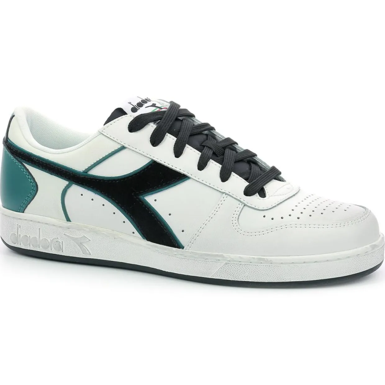 Baskets en Cuir Magic Bas Low I blanc/pacifique-Diadora Clearance