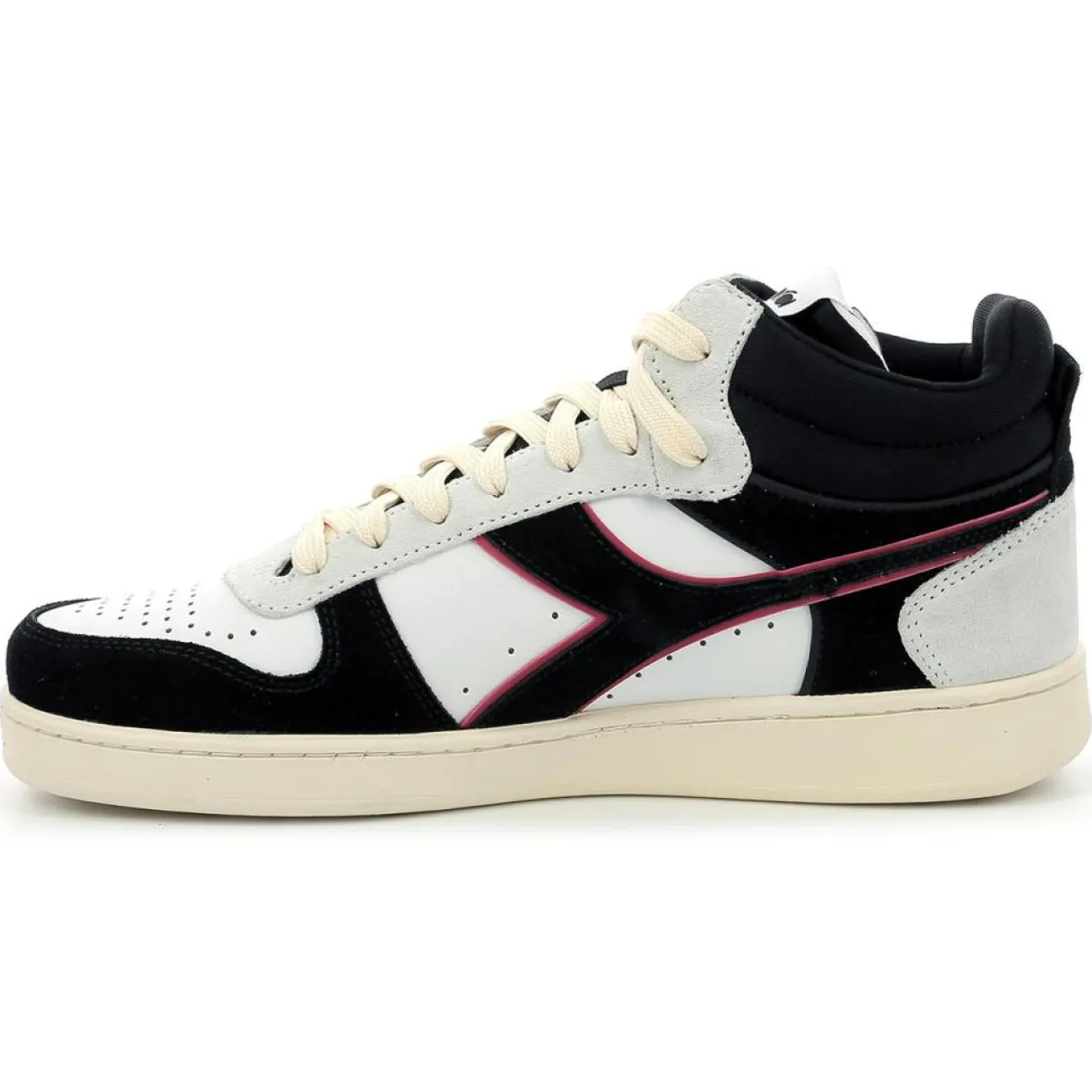Homme Diadora Baskets^Baskets en Cuir Magic Basket blanc/noir