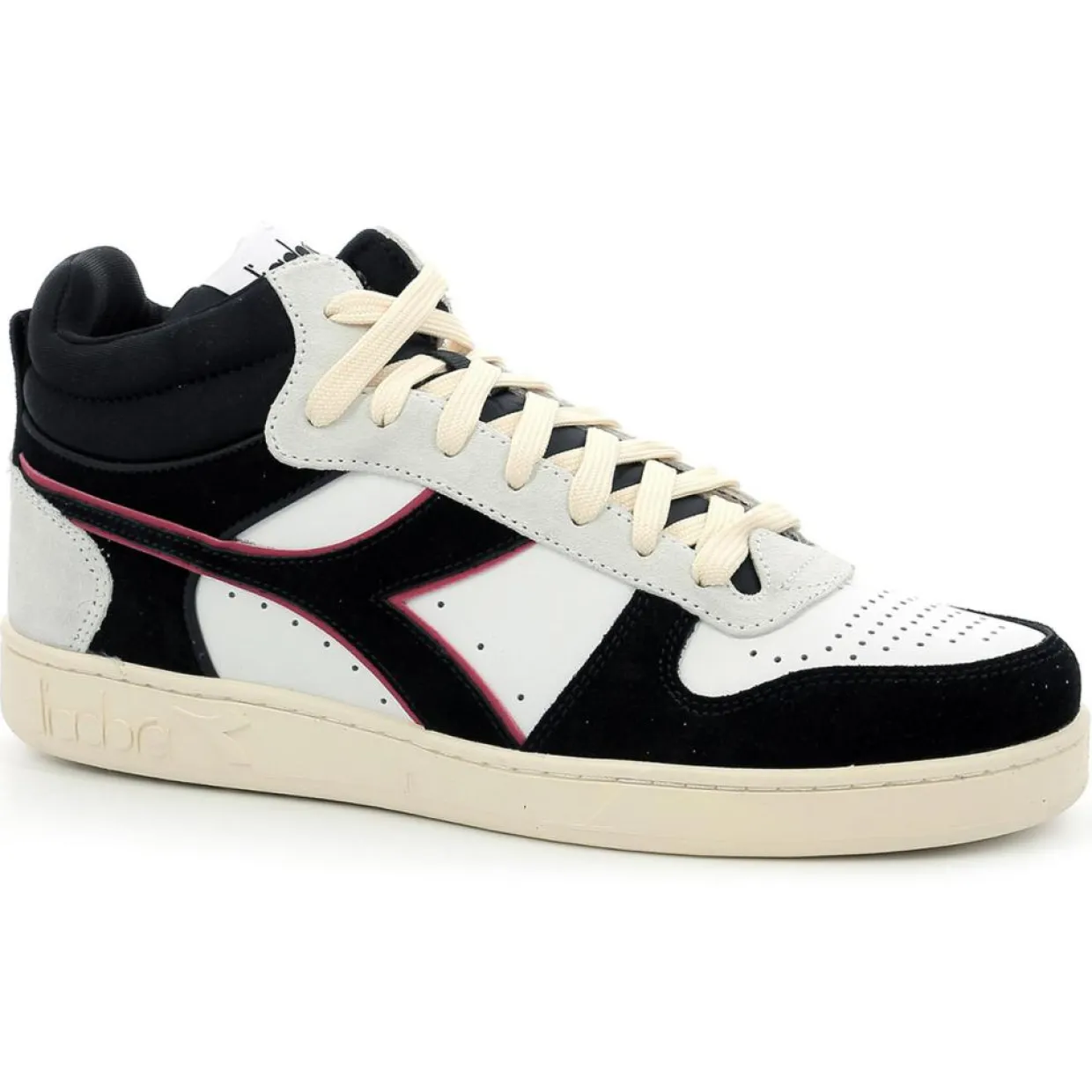 Homme Diadora Baskets^Baskets en Cuir Magic Basket blanc/noir