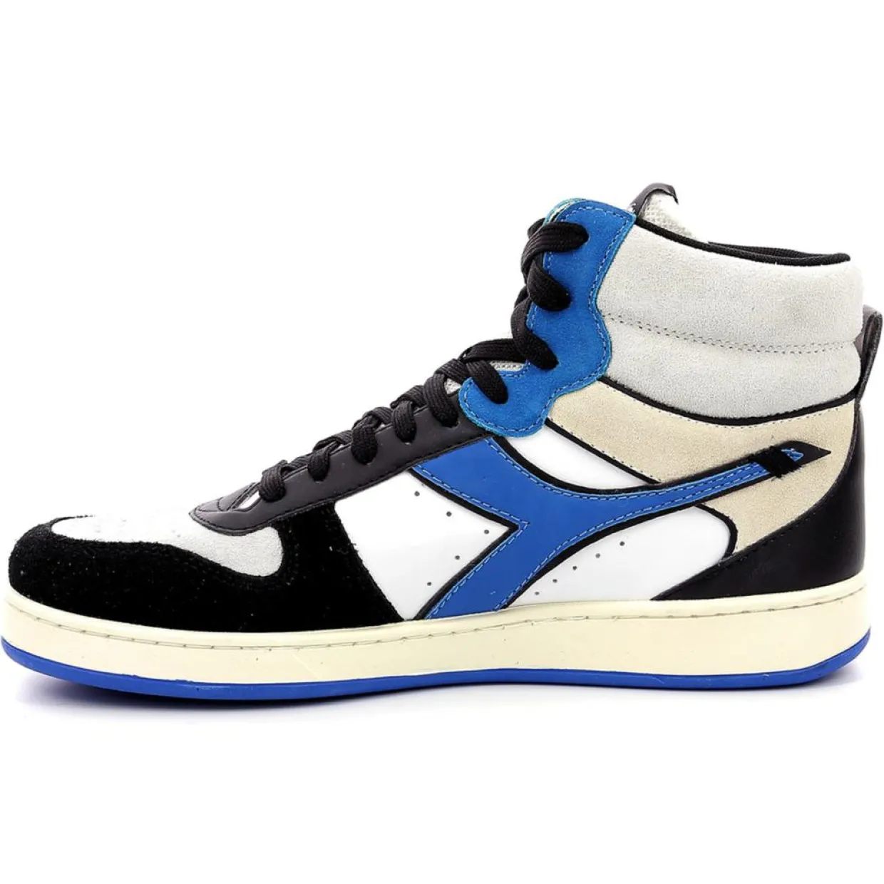 Homme Diadora Baskets^Baskets en Cuir Magic Baske Mi blanc/bleu/noir