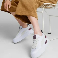 Baskets en Cuir Mayze Luxe blanc/bordeaux-Puma Discount