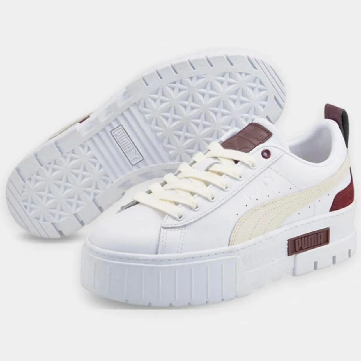 Baskets en Cuir Mayze Luxe blanc/bordeaux-Puma Discount