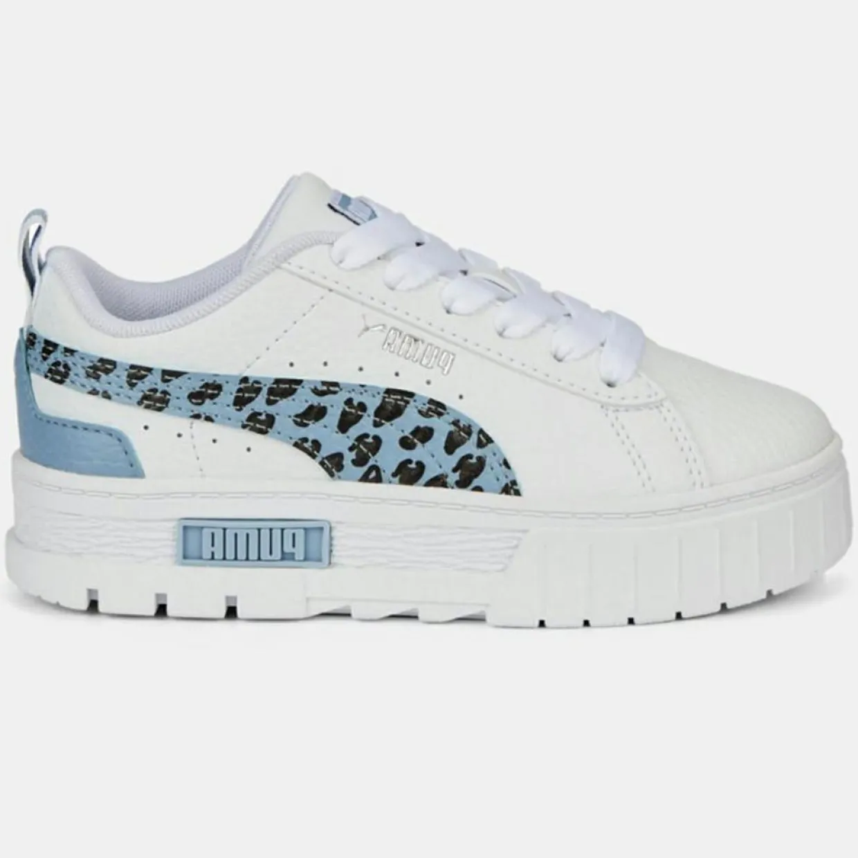Enfant Puma Fille^Baskets en Cuir Mayze Wild blanc/bleu