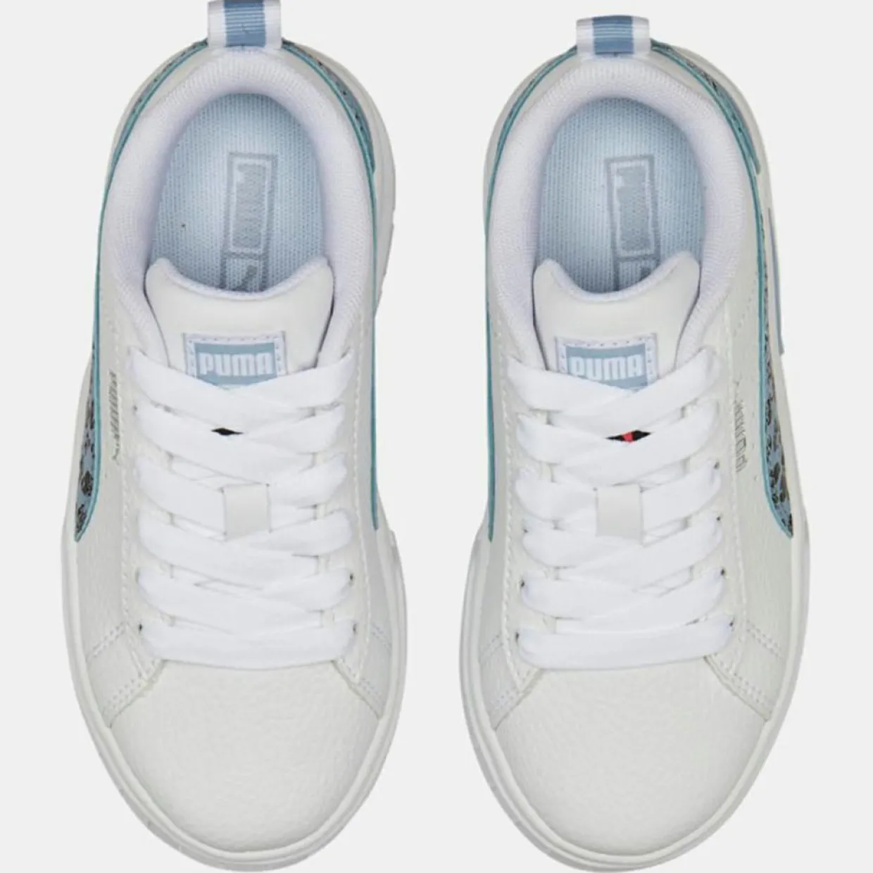 Enfant Puma Fille^Baskets en Cuir Mayze Wild blanc/bleu