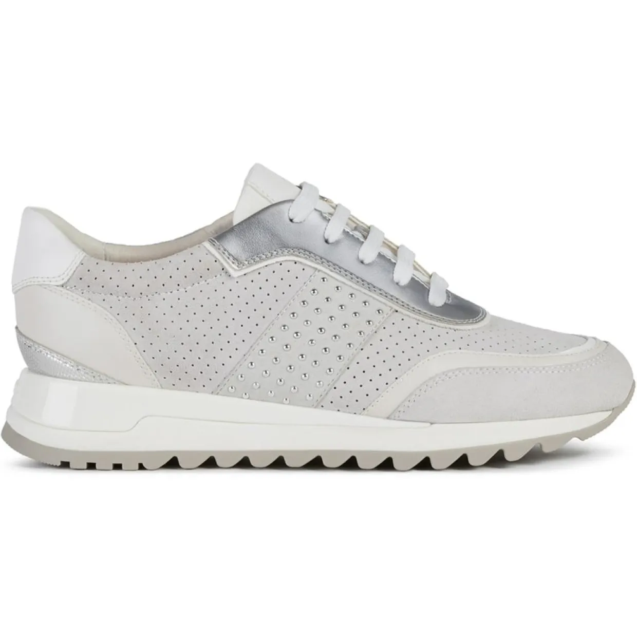 Femme Geox Baskets^Baskets en Cuir Tabelya blanc cassé/gris