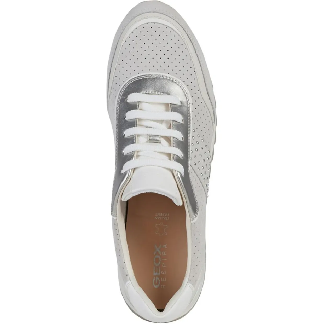 Femme Geox Baskets^Baskets en Cuir Tabelya blanc cassé/gris