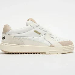 Femme Palm Angels Baskets^Baskets en Cuir University blanc/beige