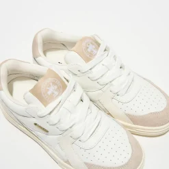 Femme Palm Angels Baskets^Baskets en Cuir University blanc/beige