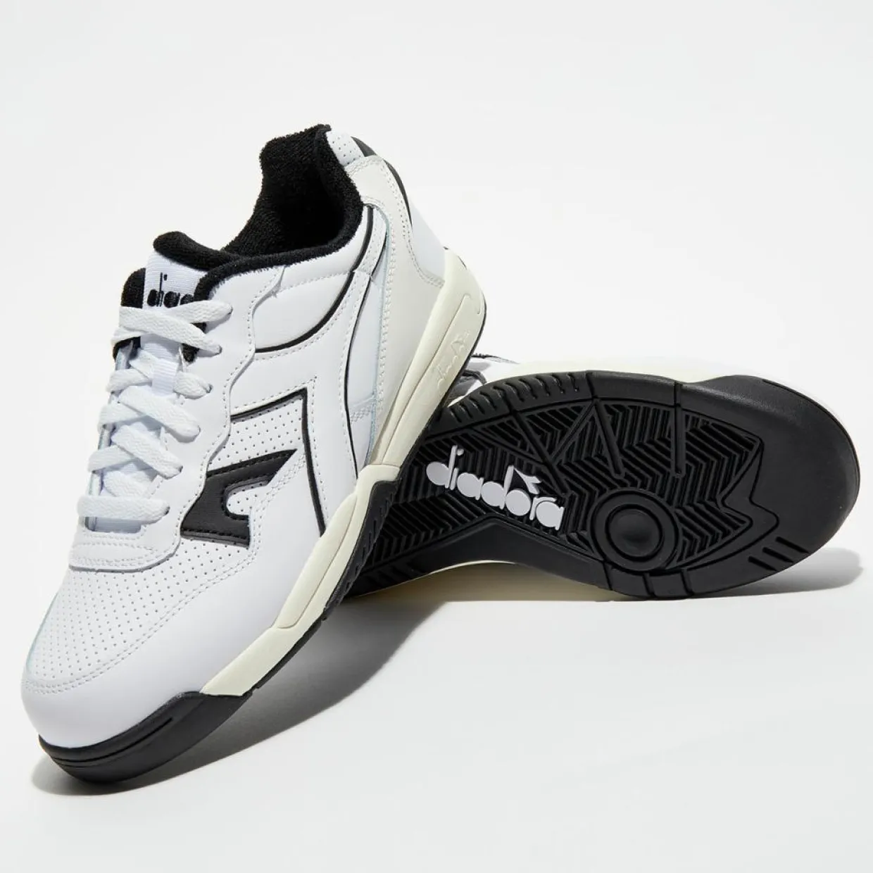 Baskets en Cuir Winner blanc/gris-Diadora Discount