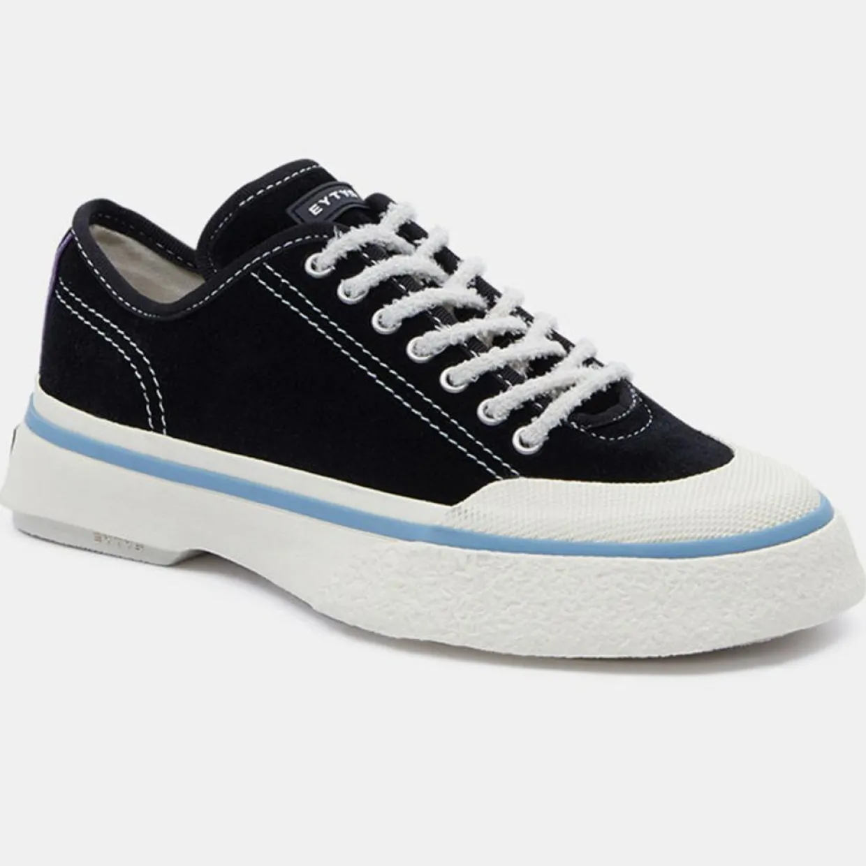 Baskets en Velours de Cuir Laguna blanc/noir-Eytys
