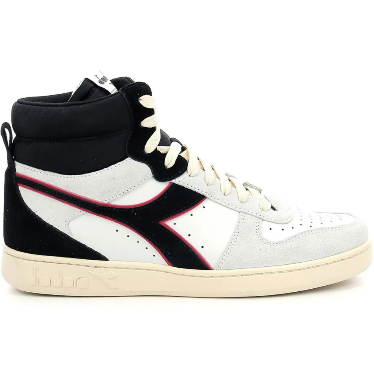 Baskets en Velours de Cuir Magic B blanc/noir-Diadora Clearance