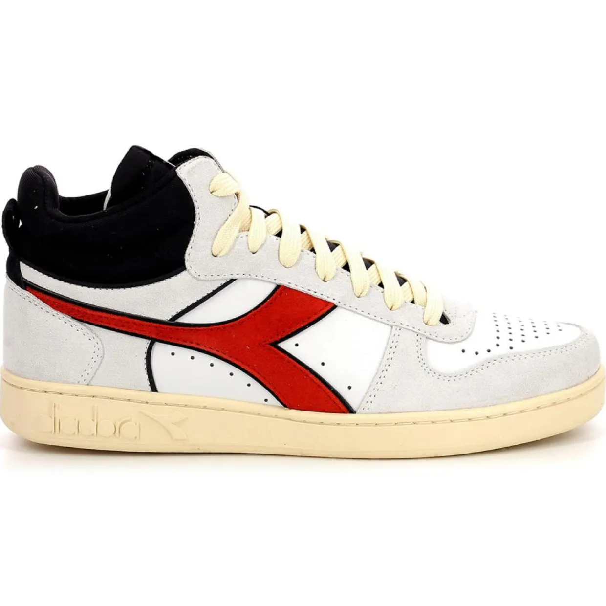 Baskets en Velours de Cuir Magic B blanc/noir/rouge-Diadora New