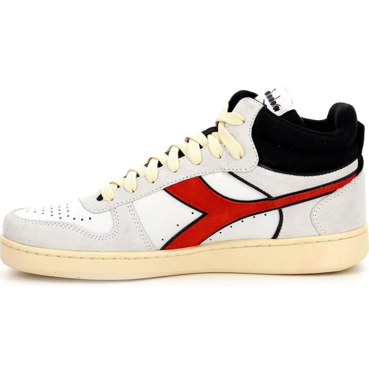 Baskets en Velours de Cuir Magic B blanc/noir/rouge-Diadora New