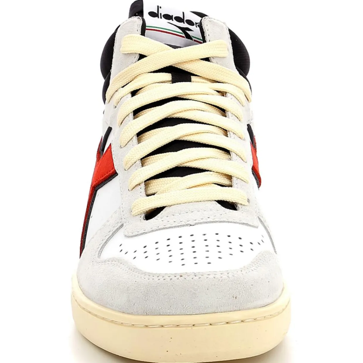 Baskets en Velours de Cuir Magic B blanc/noir/rouge-Diadora New