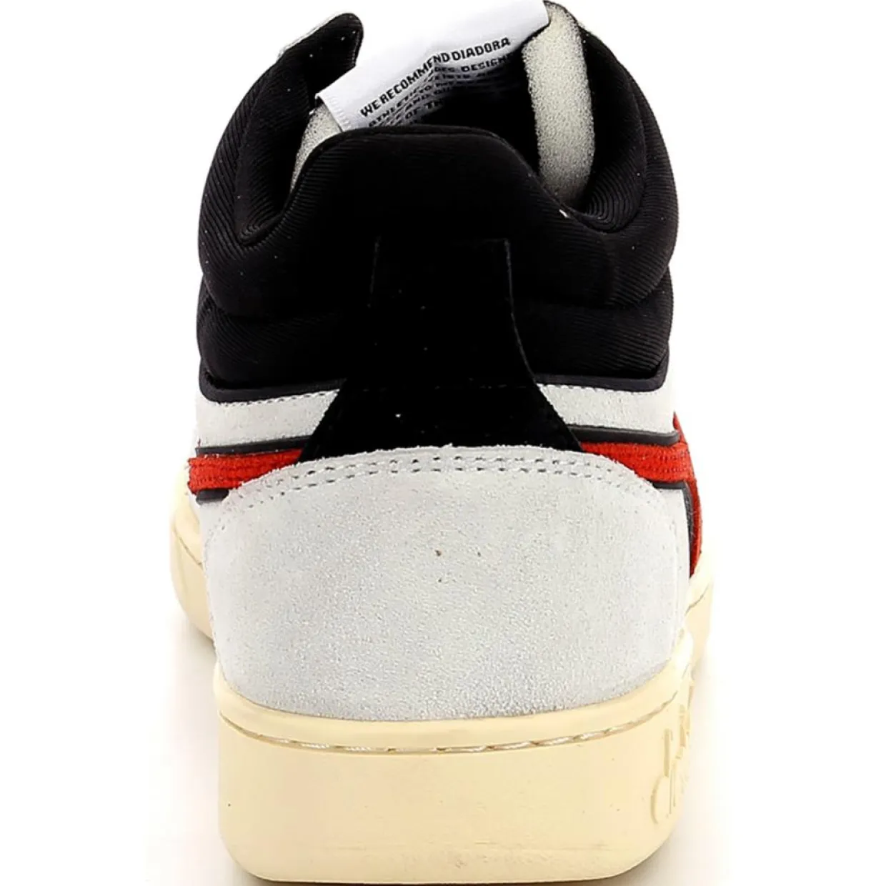 Baskets en Velours de Cuir Magic B blanc/noir/rouge-Diadora New