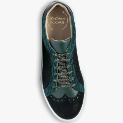 Femme Bocage Baskets^Baskets en Velours de Cuir Lilian vertes
