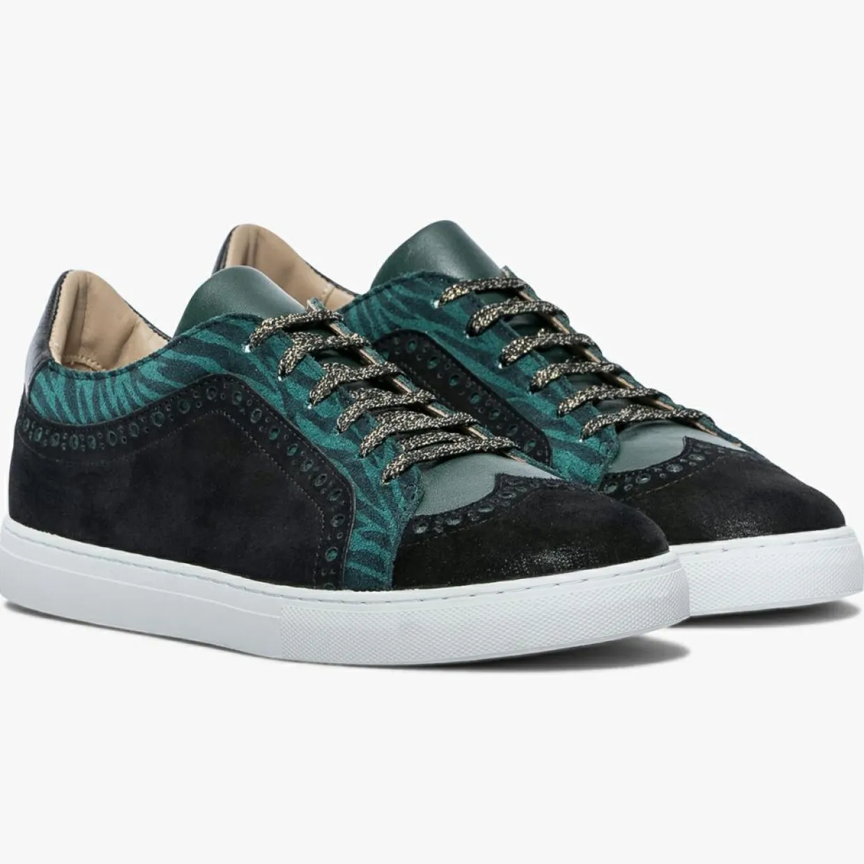 Femme Bocage Baskets^Baskets en Velours de Cuir Lilian vertes