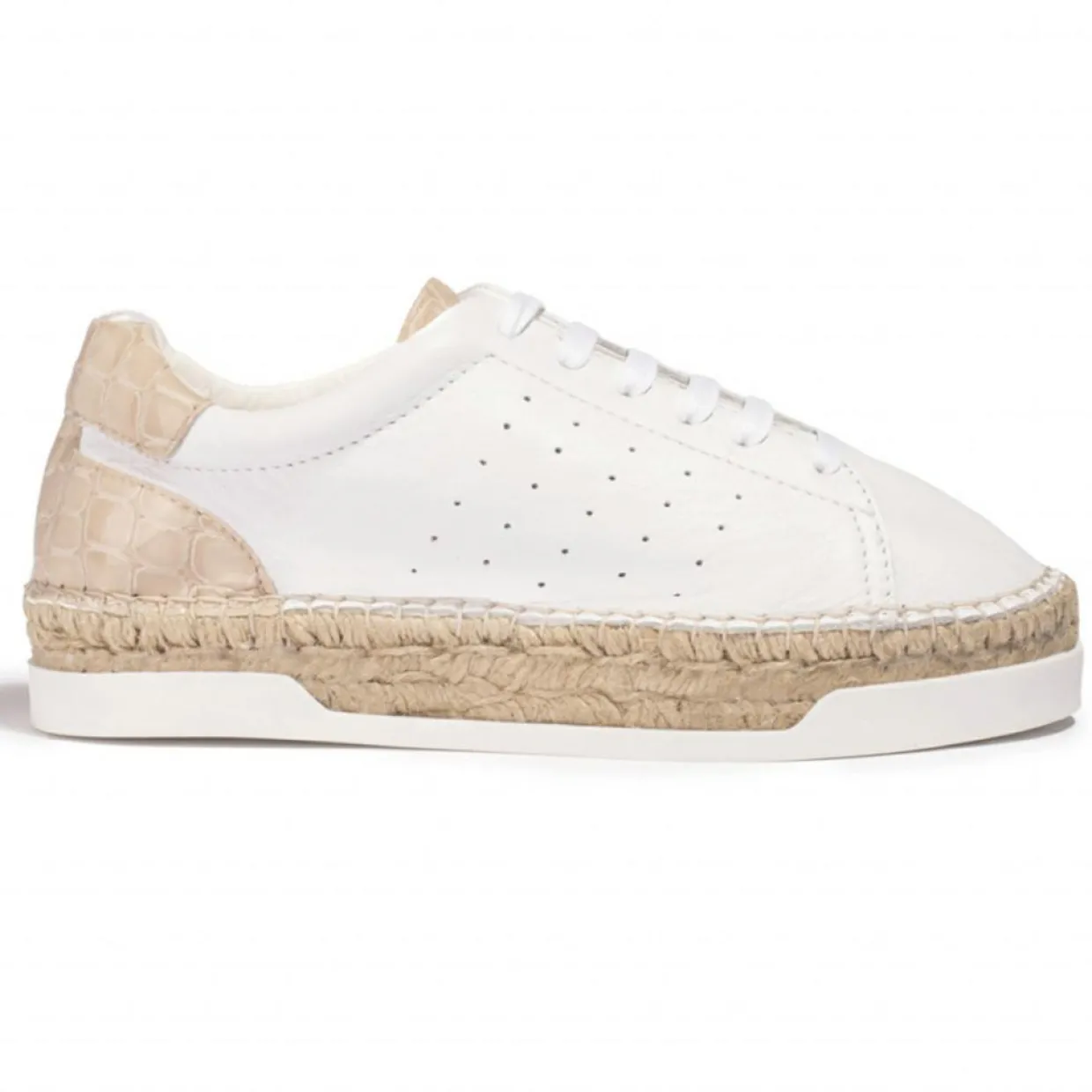 Baskets espadrilles en Cuir Lancry blanc/sable-Canal Saint Martin Clearance