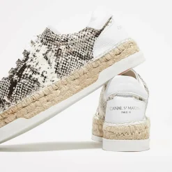 Femme Canal Saint Martin Baskets^Baskets espadrilles en Cuir Lancry python blanc/doré
