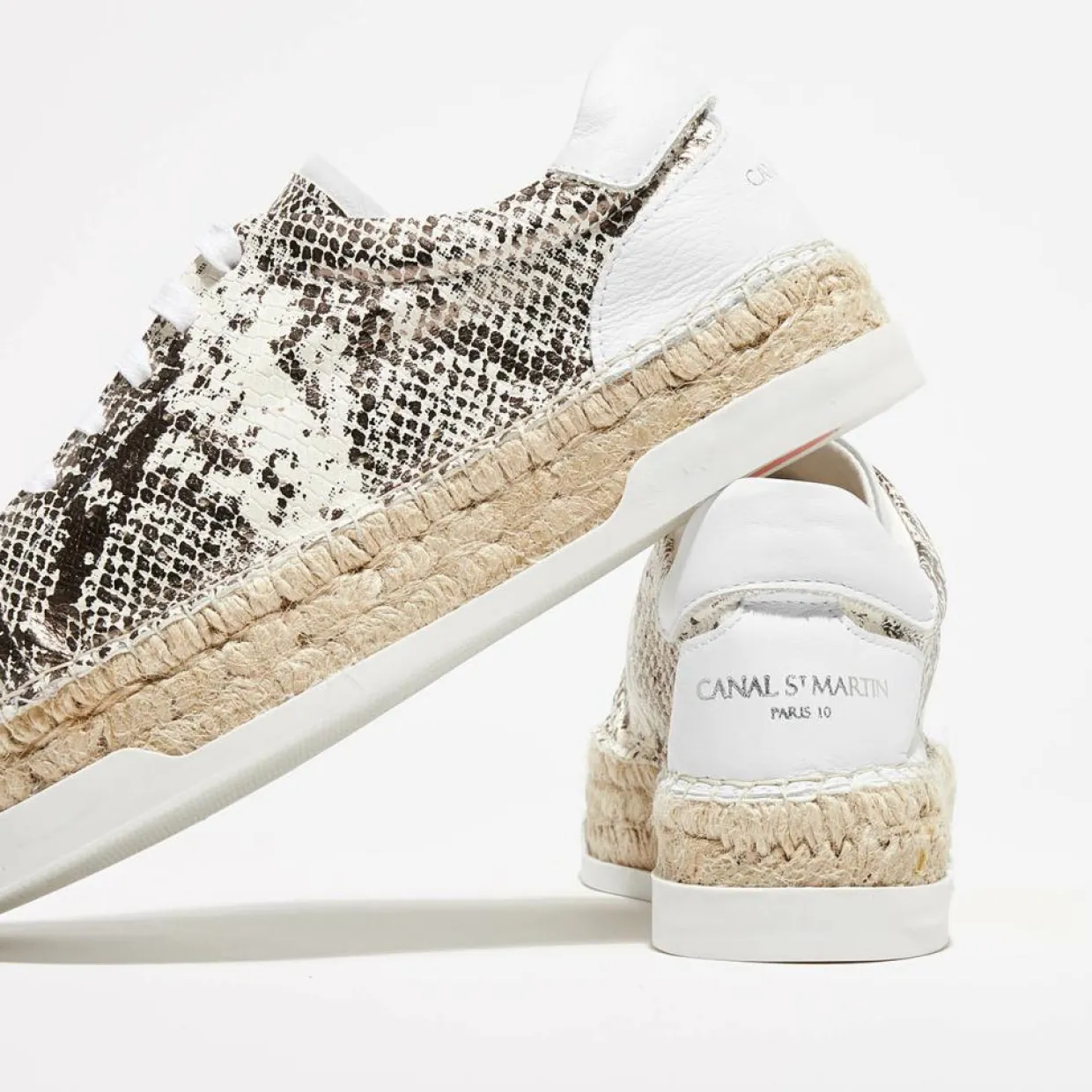 Femme Canal Saint Martin Baskets^Baskets espadrilles en Cuir Lancry python blanc/doré